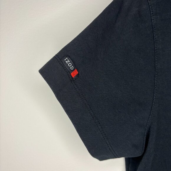 IZOD FLEX Short Sleeve V-Neck Tee Medium Black Red Hook & Eye Closure Collared - Picture 5 of 5